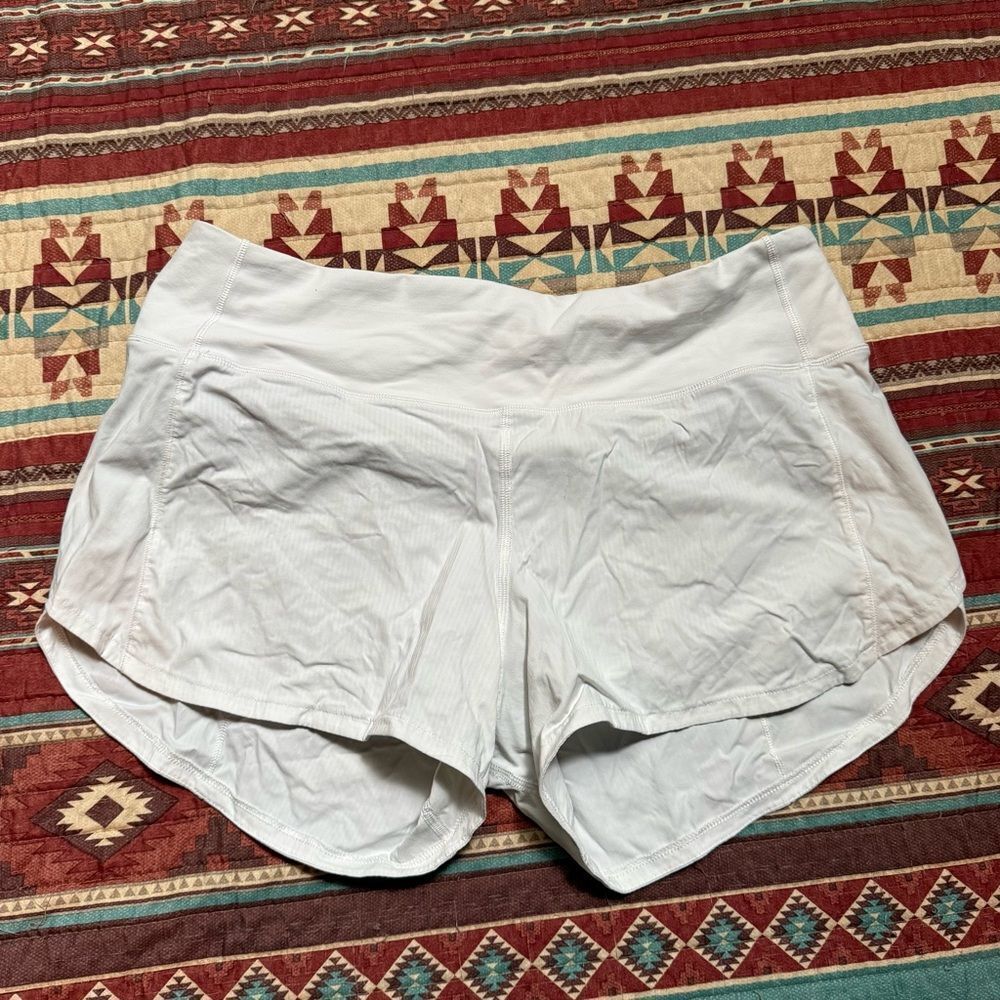 Lululemon white running shorts size 8